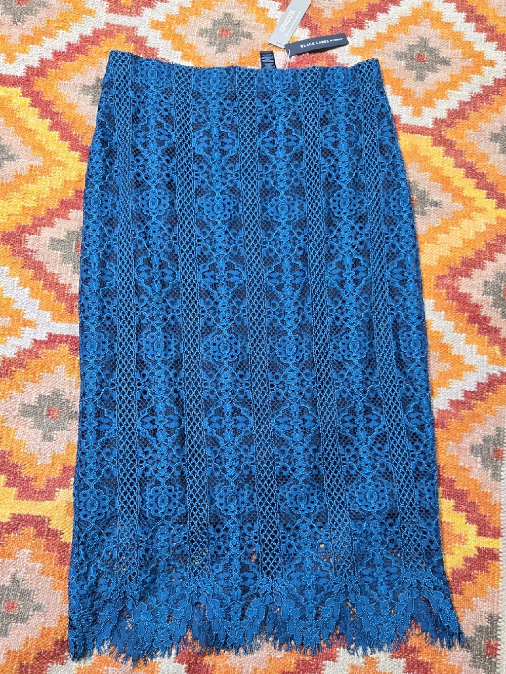 Chico's Lattice Black label SKIRT teal Dressy